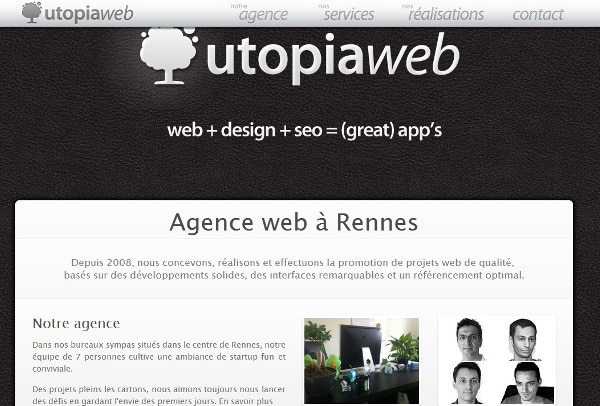 Utopia web site d'une agence web seo à Rennes