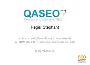 diplome QASEO certification SEO du SEO Camp