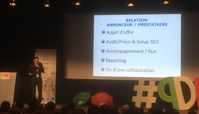 Aurélien Bardon gestion de projet SEO à Que du Web 2017